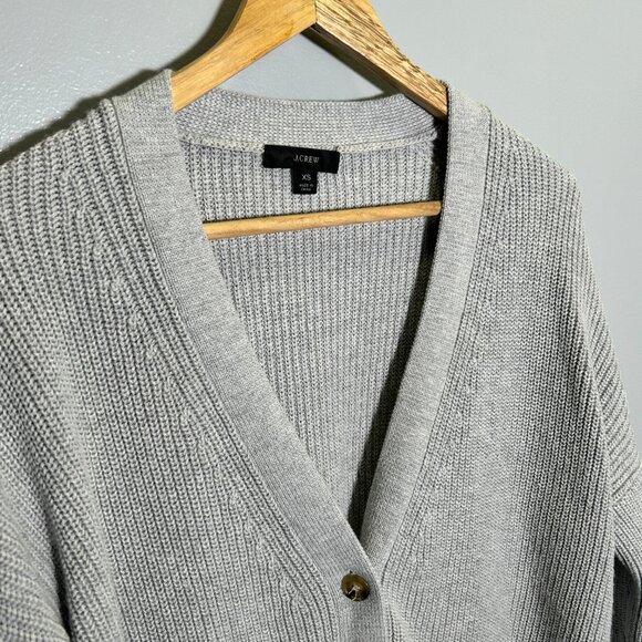 J Crew Oversized Women's Ribbed Knit Gray Cardigan - XS - Picture 2 of 5